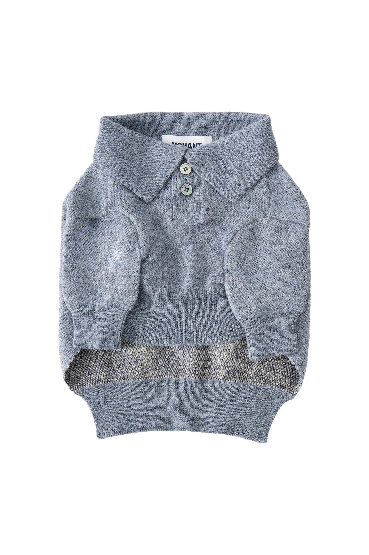 PET ARGYLE JACQUARD KNIT GRAY