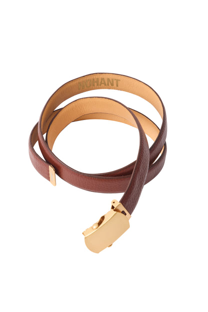 LEATHER CLIP BELT BROWN