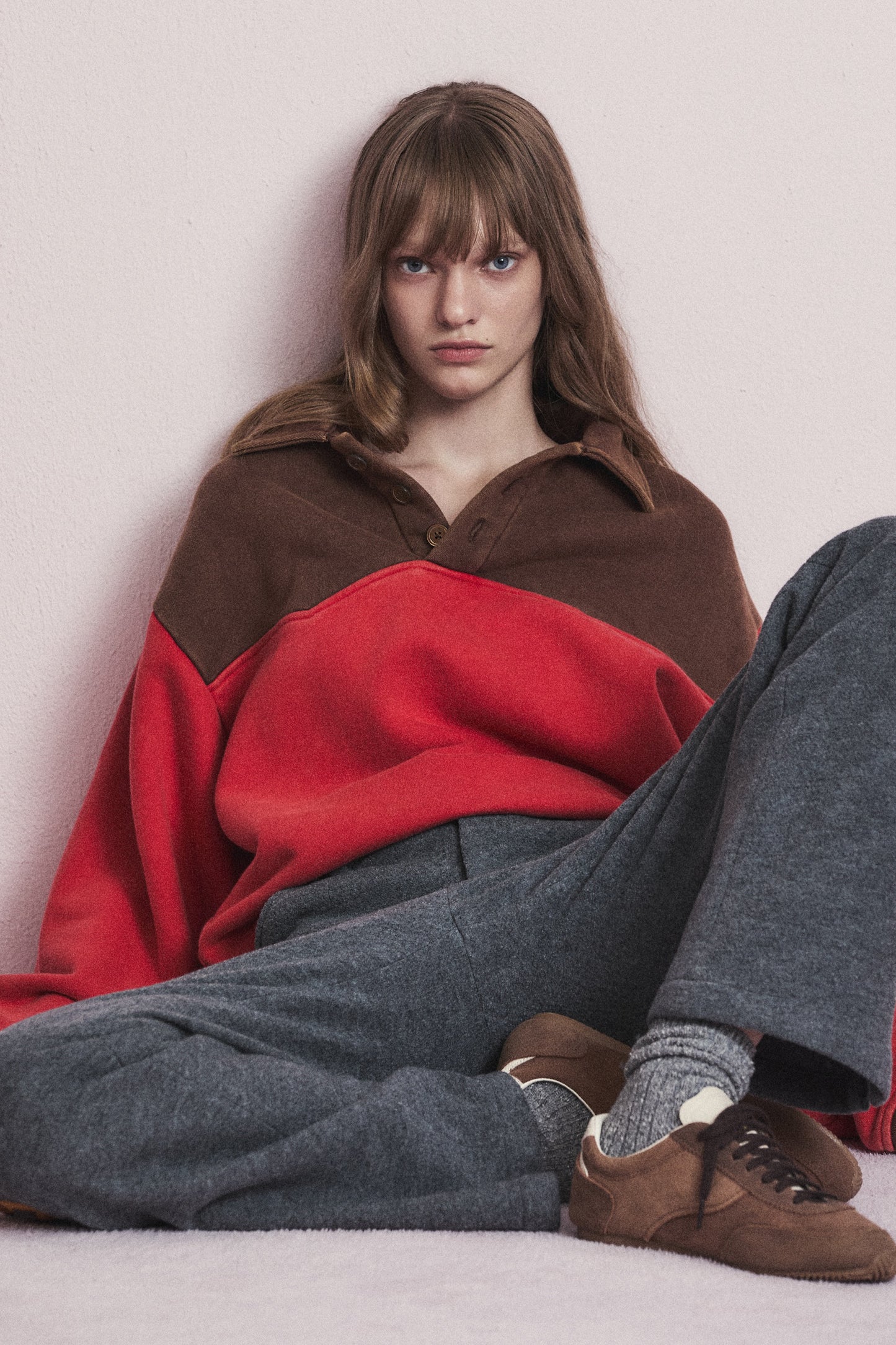 WESTERN COLOR BLOCK SWEATSHIRT RED