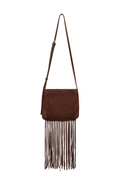 FRINGE MINI CROSSBODY BAG BROWN