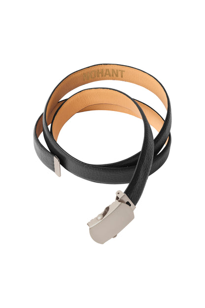LEATHER CLIP BELT BLACK