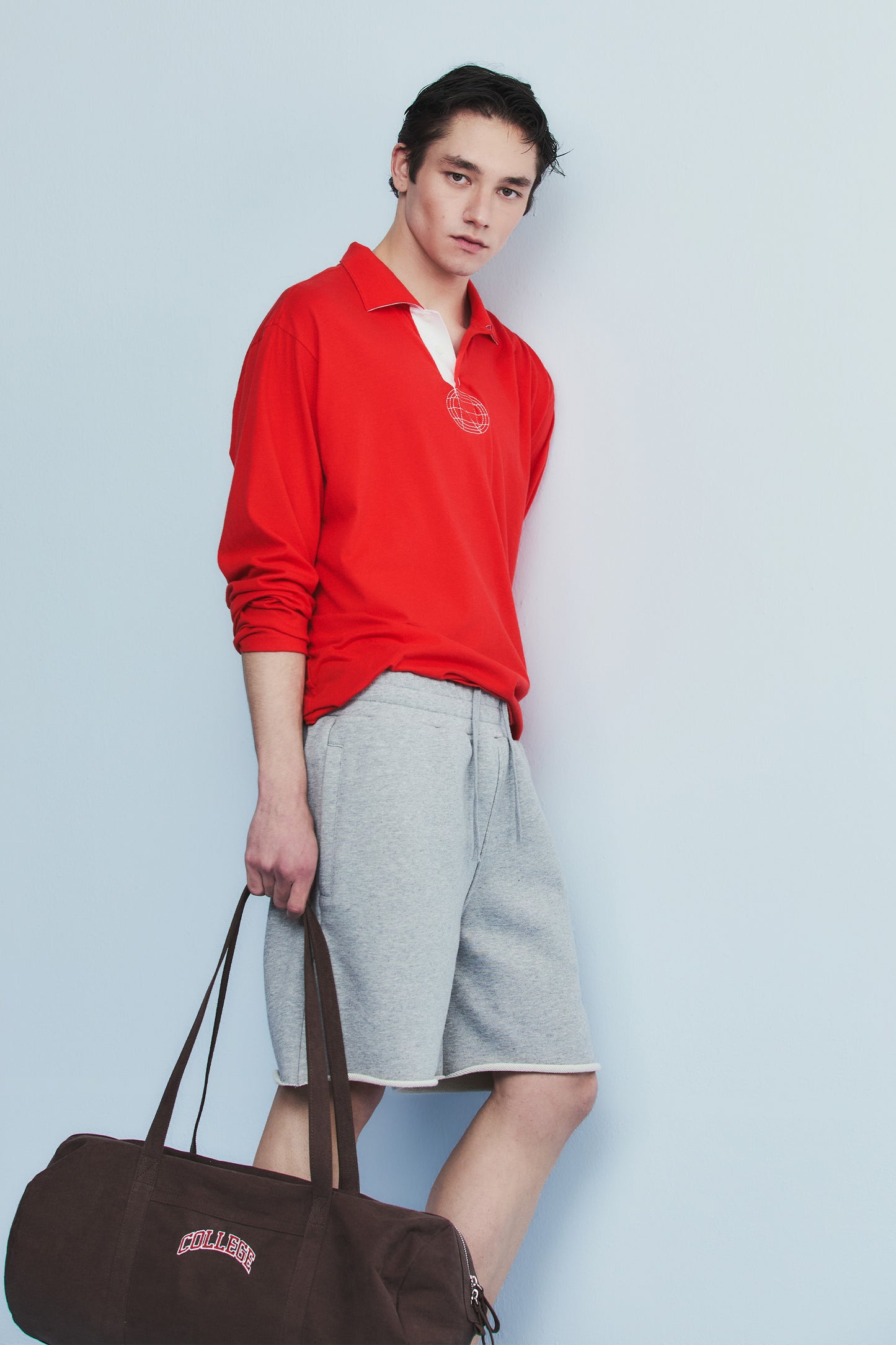 RELAXED LONG-SLEEVE POLO RED