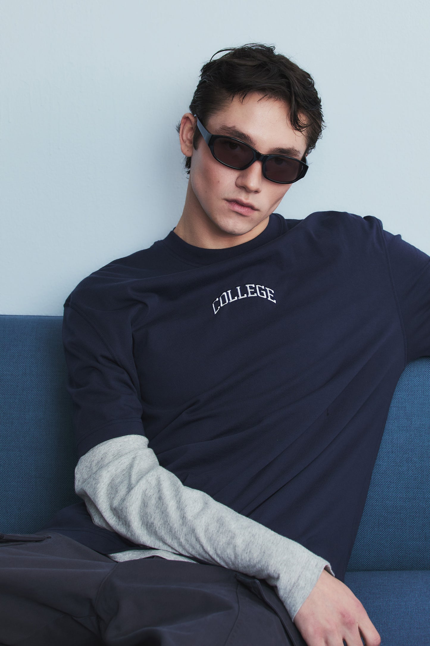 COLLEGE LOGO T-SHIRT NAVY