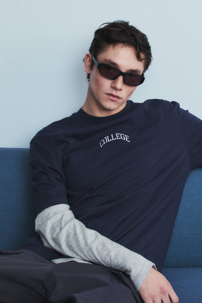 COLLEGE LOGO T-SHIRT NAVY