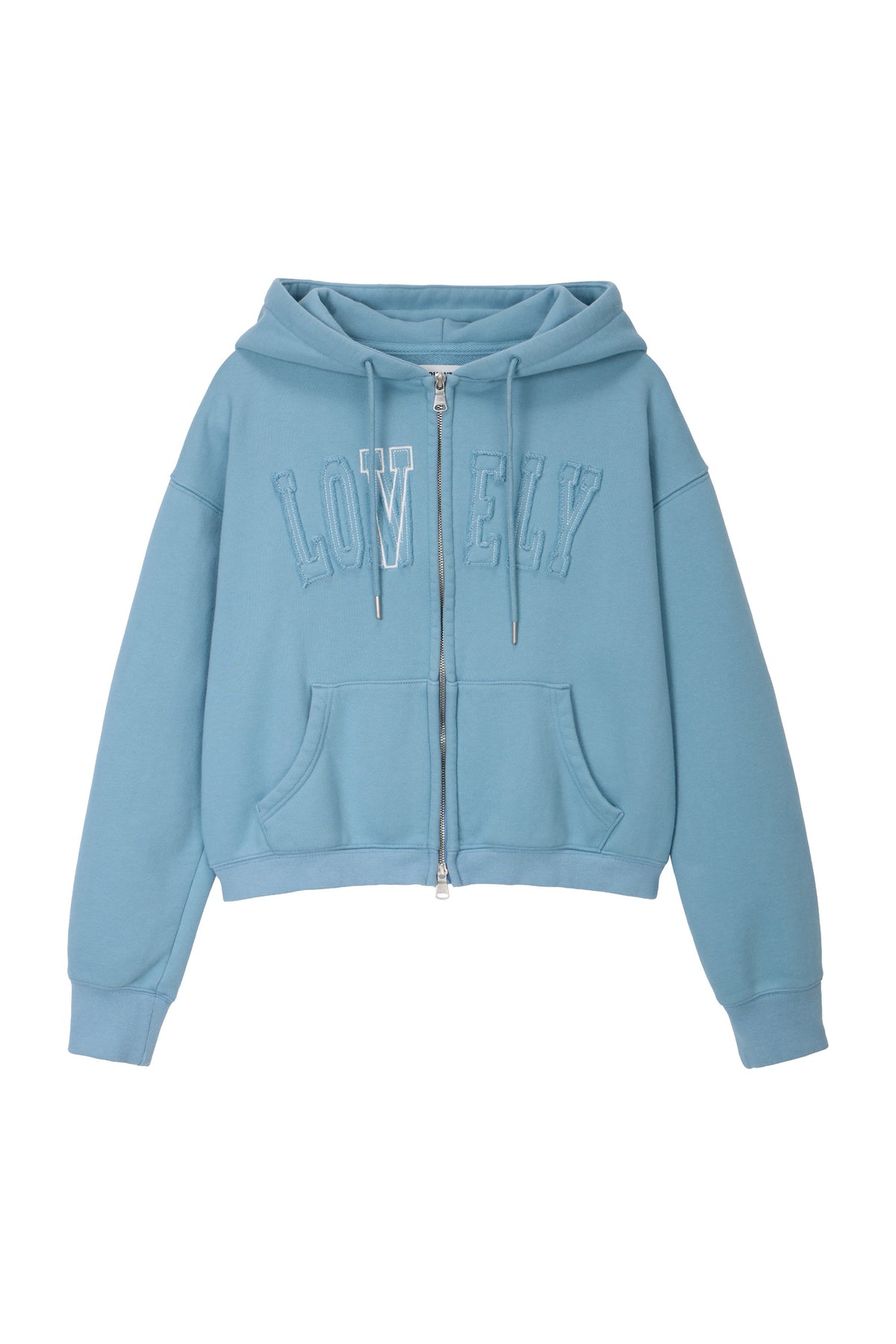 LONELY/LOVELY CROP HOODIE ZIP-UP SKY BLUE