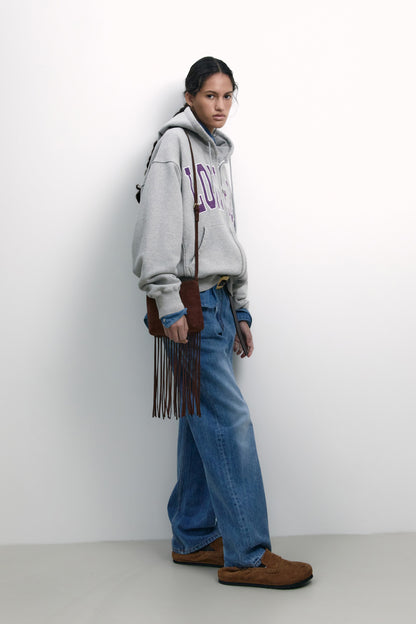 LONELY/LOVELY WASHED HOODIE ZIP-UP GRAY