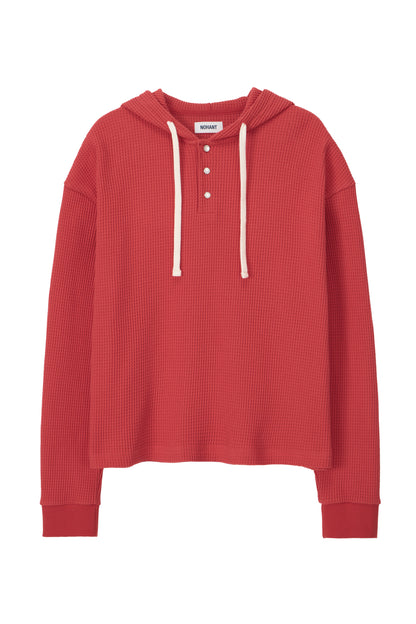 UTILITY PREPPY WAFFLE HOODIE RED