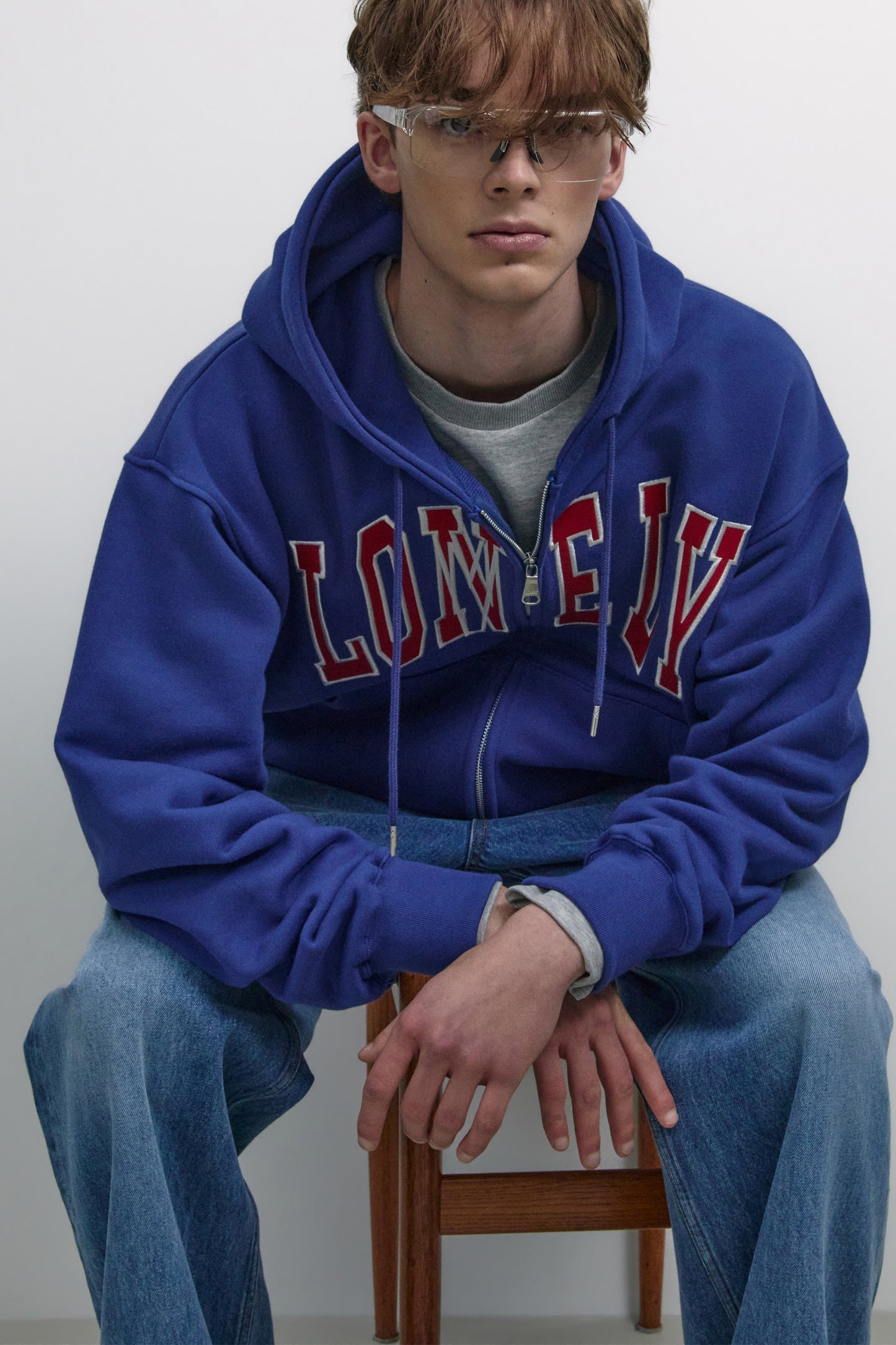 LONELY/LOVELY HOODIE ZIP-UP BLUE