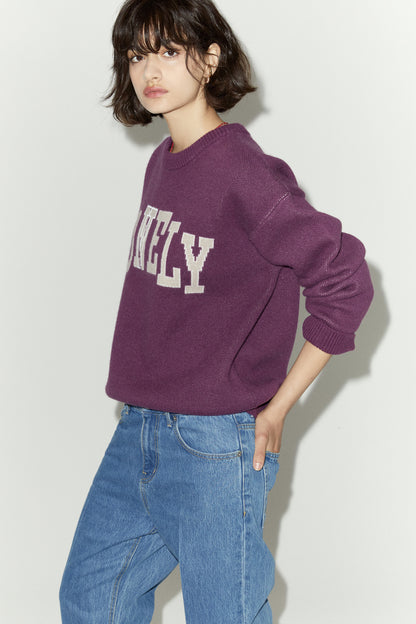 LONELY/LOVELY CASHMERE KNIT SWEATER PURPLE