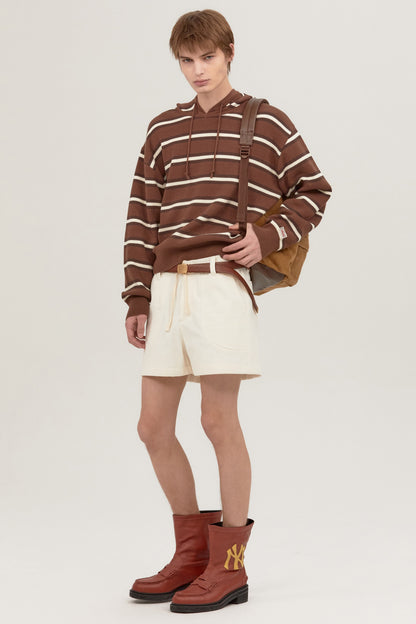 MULTI STRIPE KNIT HOODIE BROWN