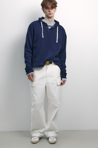 UTILITY PREPPY WAFFLE HOODIE NAVY