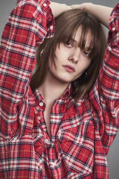 SOFT SHEER CHECK SHIRT RED