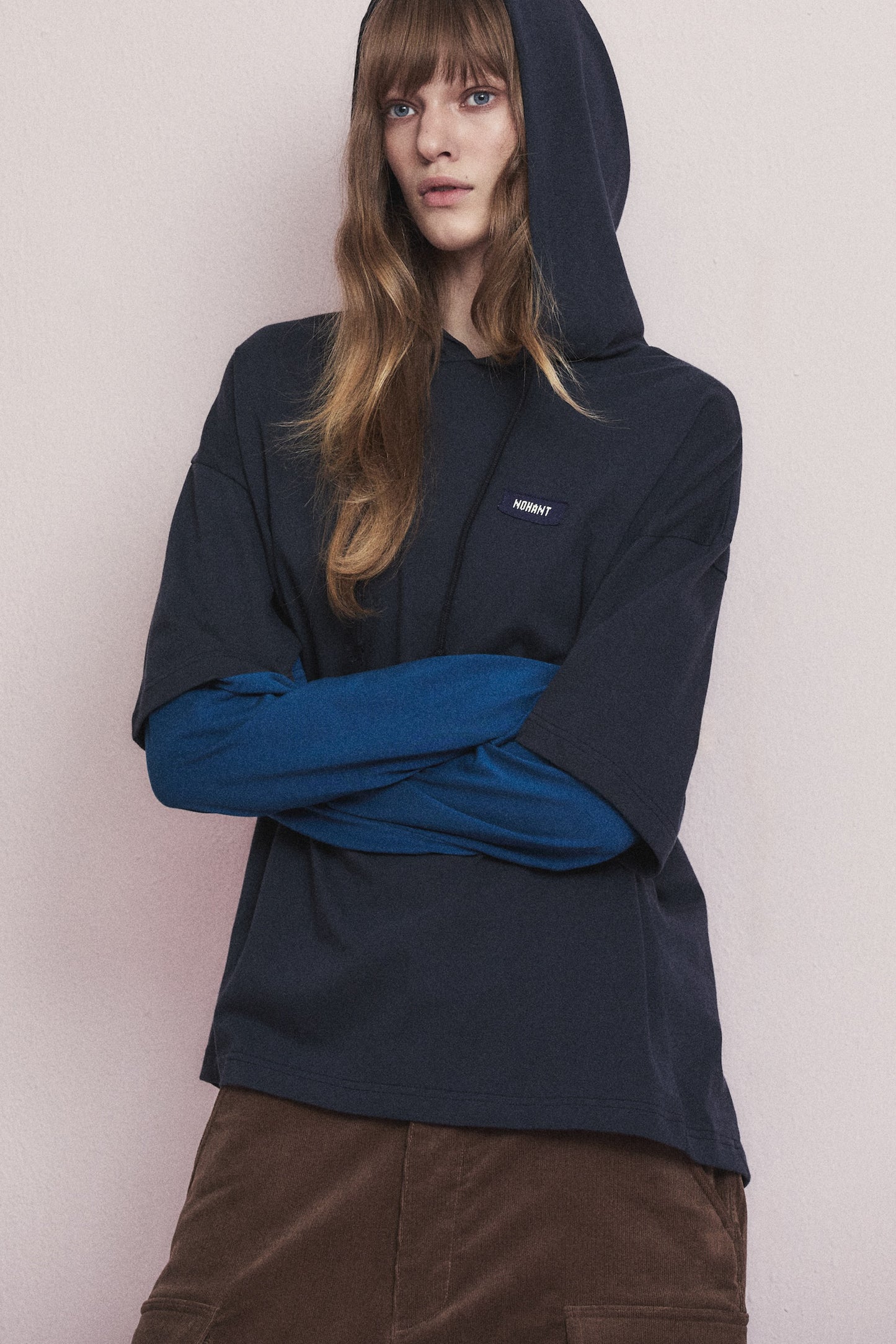 SOFT LAYERED HOODIE T-SHIRT NAVY