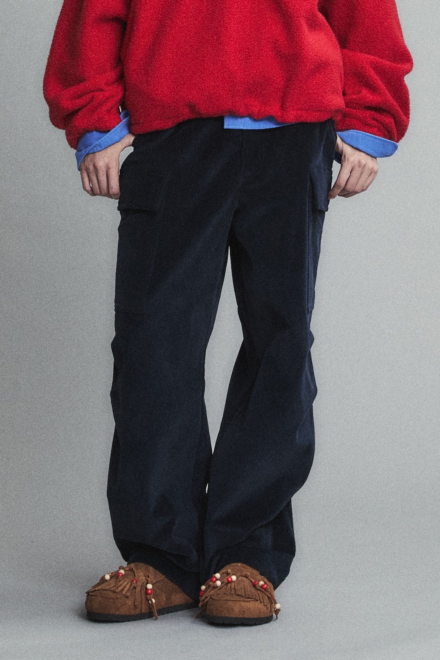 CORDUROY UTILITY CARGO PANTS NAVY