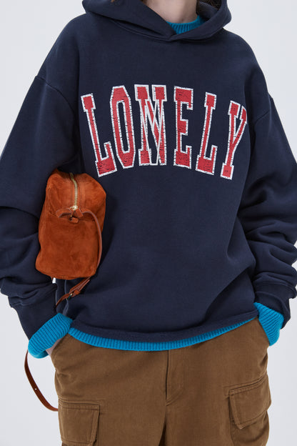 LONELY/LOVELY FLUFF CUT OFF HOODIE NAVY