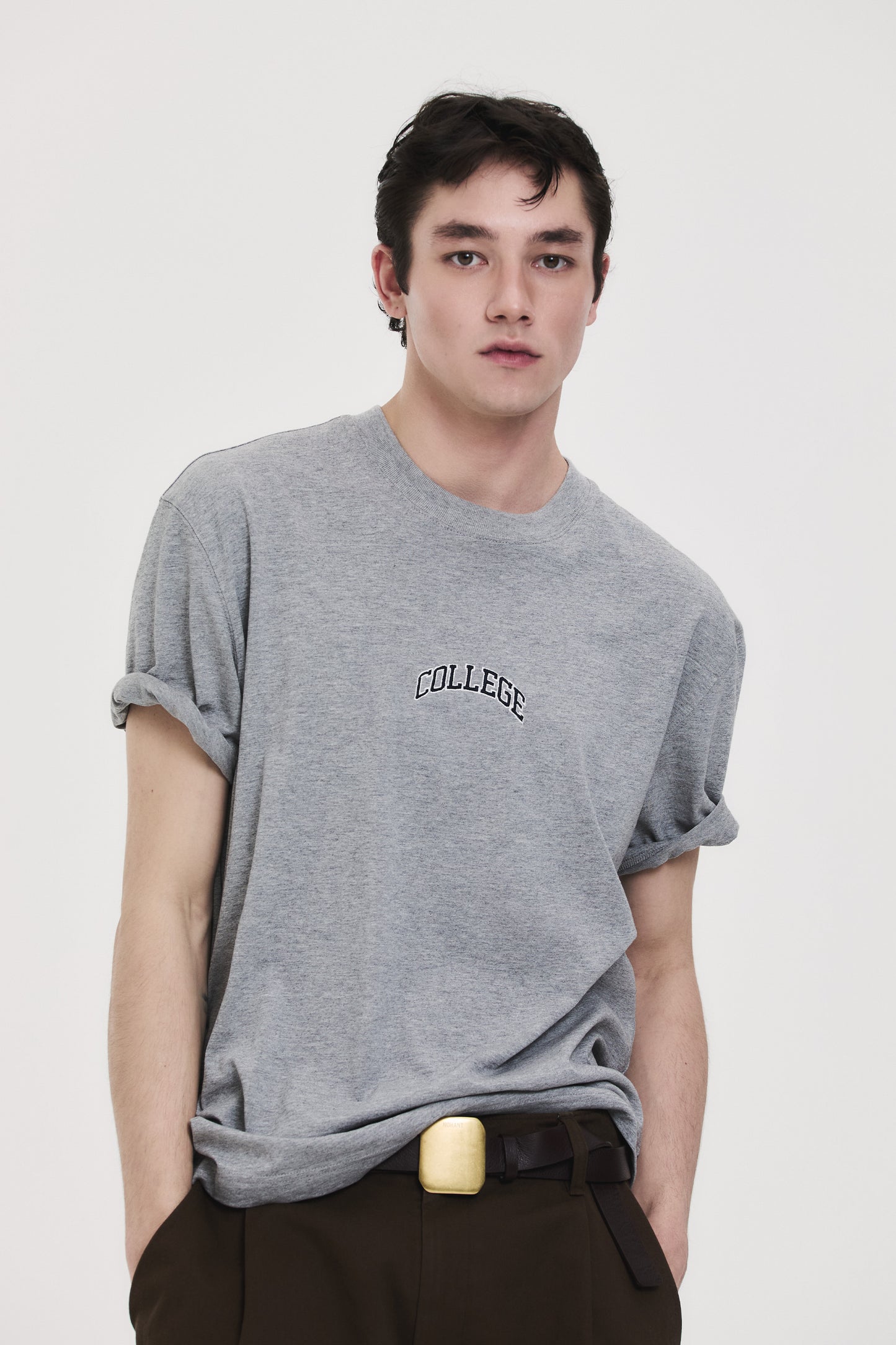 COLLEGE LOGO T-SHIRT GRAY