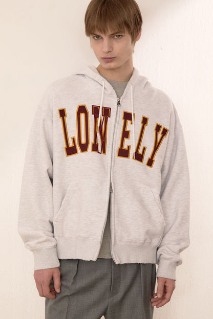 LONELY/LOVELY SALT WASHING HOODIE ZIP-UP ASH GRAY
