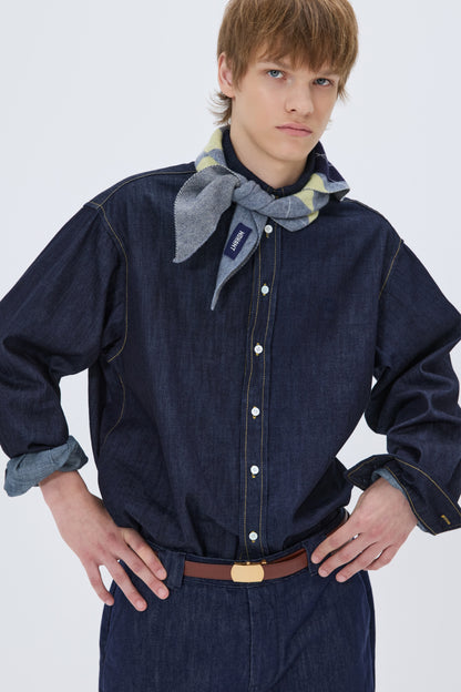 WASHED DENIM SHIRT DARK BLUE