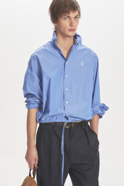 WIRE CROPPED STRIPE SHIRT BLUE