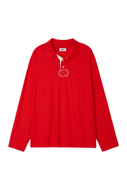 RELAXED LONG-SLEEVE POLO RED