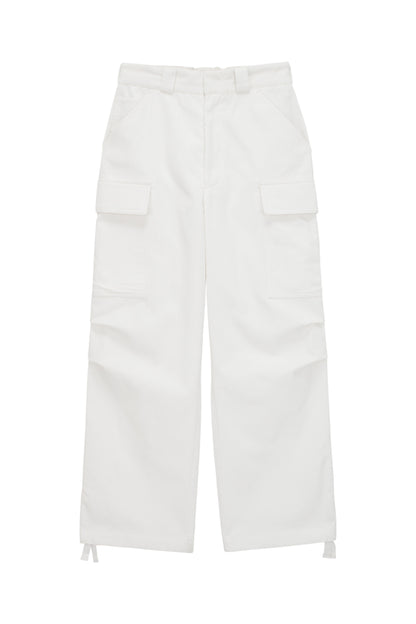 CORDUROY CARGO PANTS WHITE