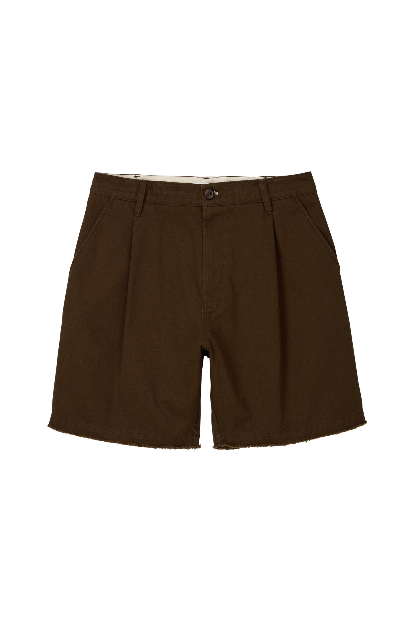 FRINGED CHINO SHORTS BROWN