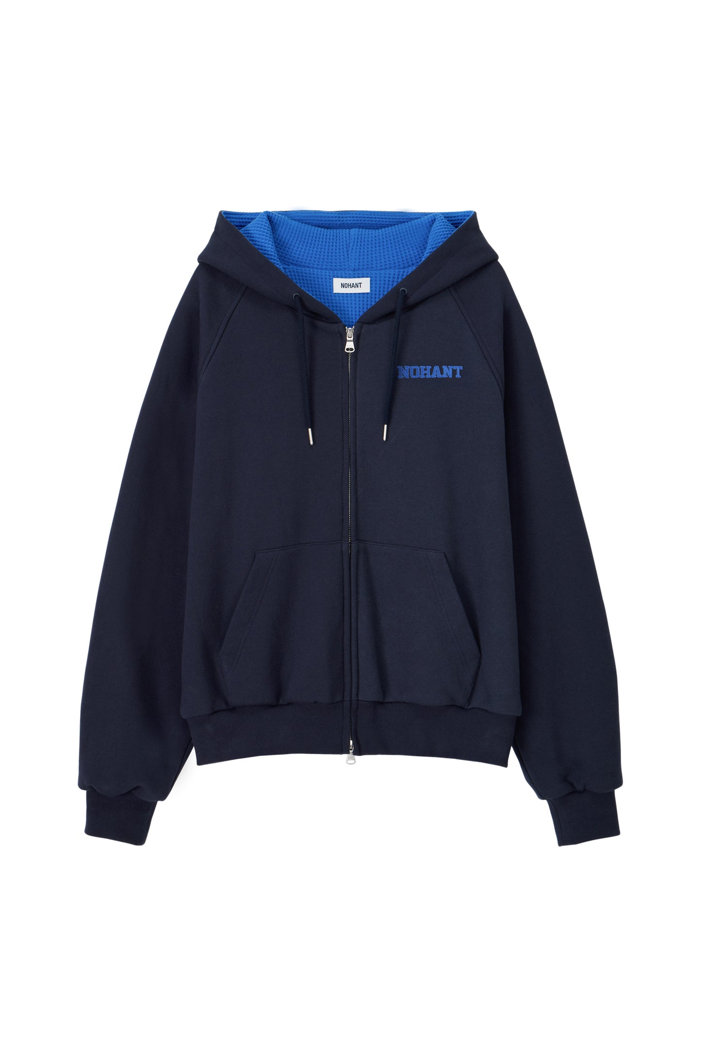 WAFFLE LINED HOODED ZIP-UP JUMPER NAVY