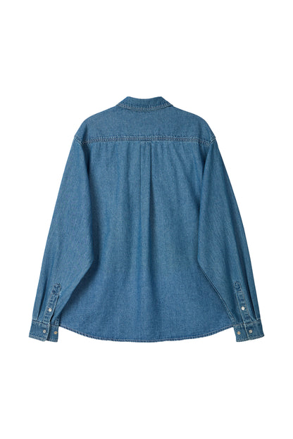 WESTERN BUTTON DENIM SHIRT MID BLUE