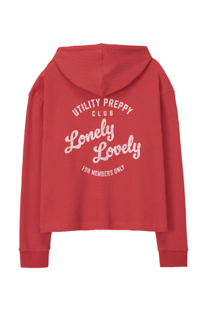 UTILITY PREPPY WAFFLE HOODIE RED