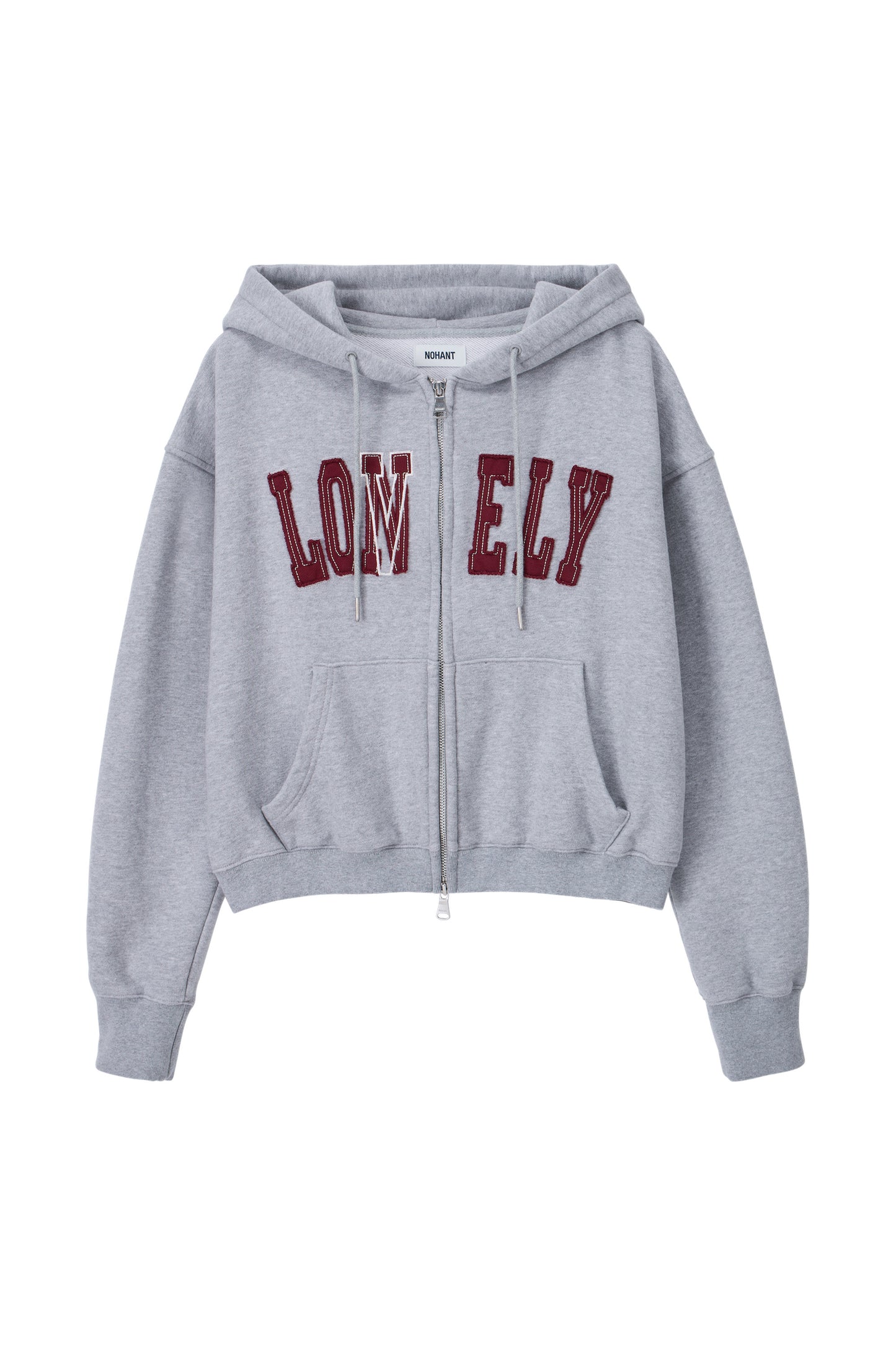 LONELY/LOVELY CROP HOODIE ZIP-UP GRAY