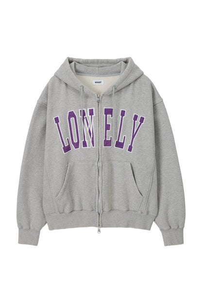 LONELY/LOVELY WASHED HOODIE ZIP-UP GRAY