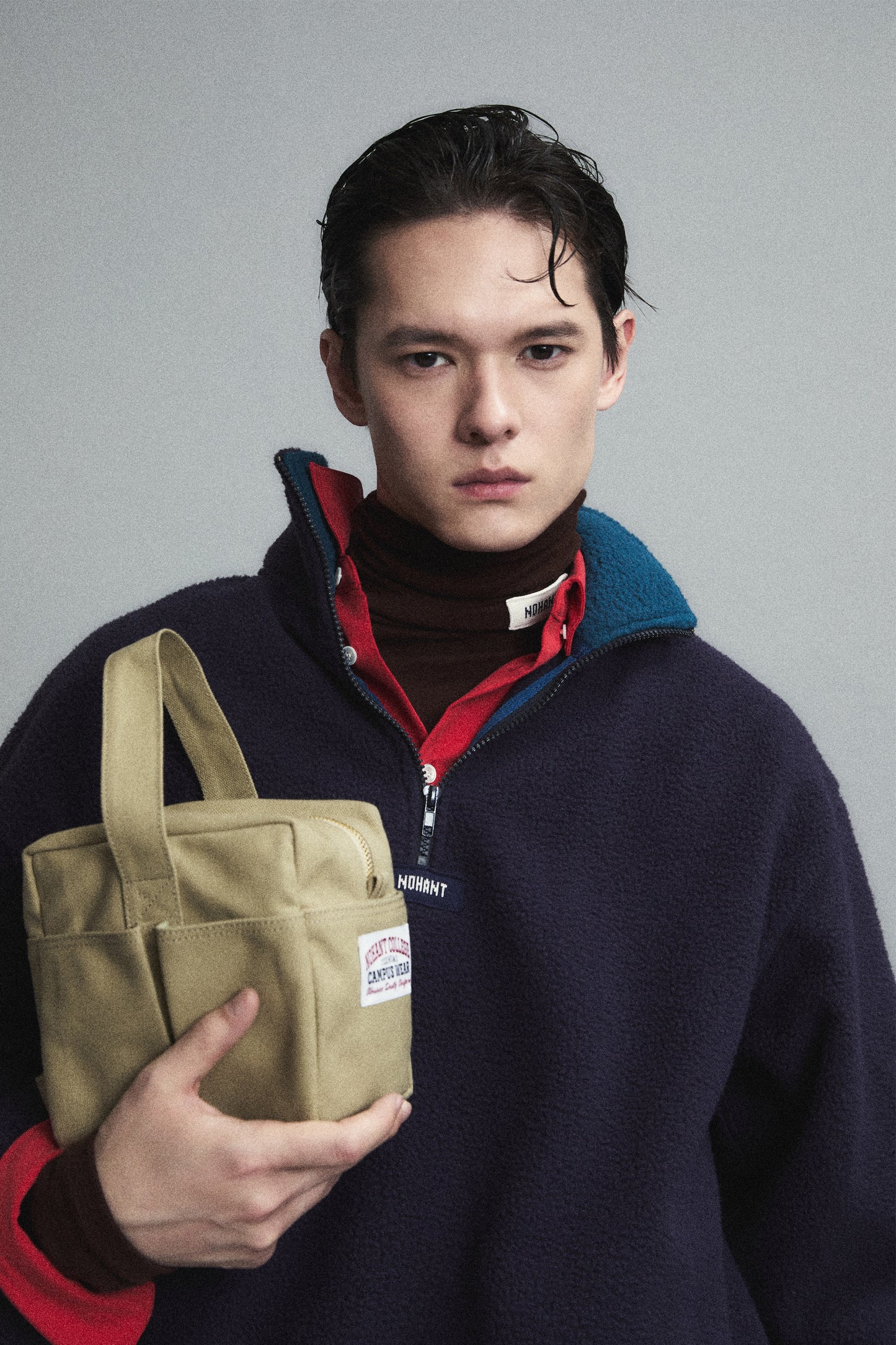 COLOR BLOCK HALF-ZIP FLEECE NAVY