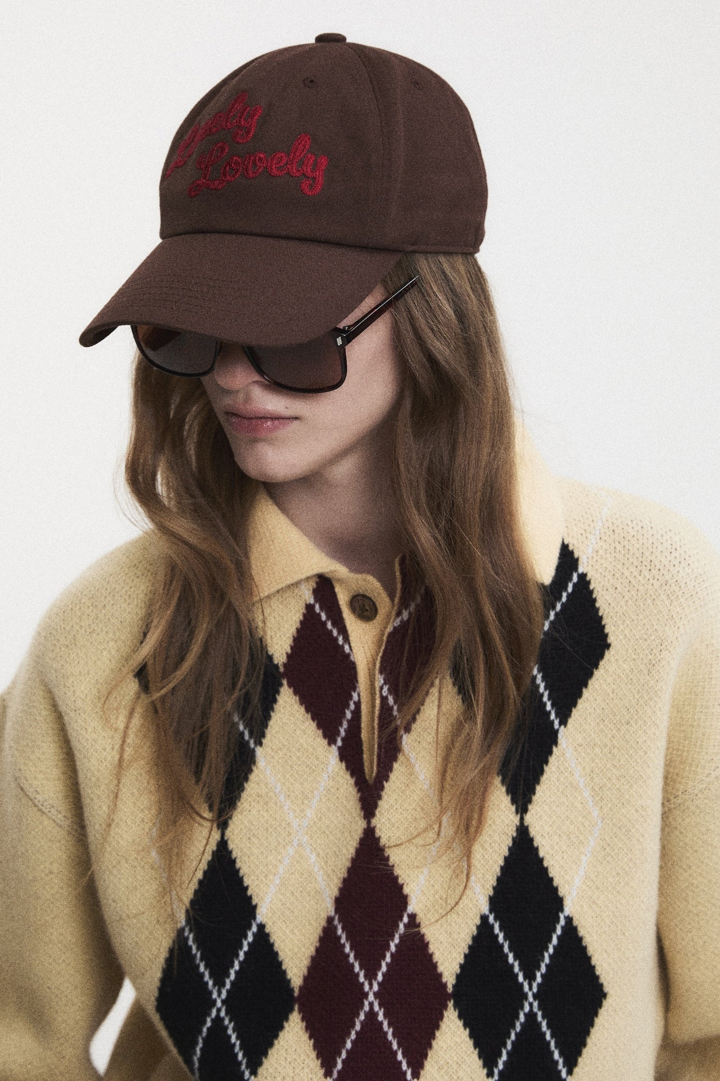 ARGYLE JACQUARD CROP KNIT BEIGE