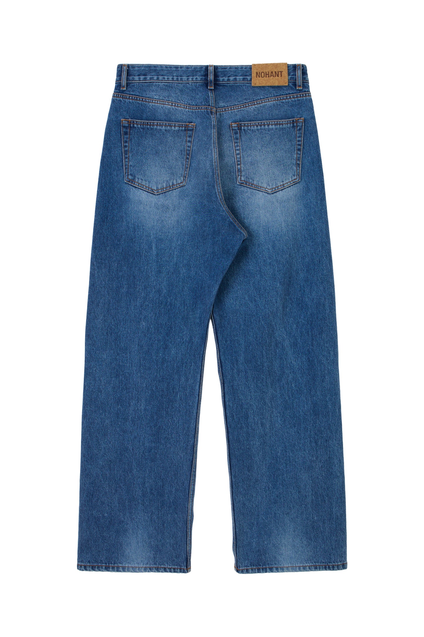 WASHED STRAIGHT DENIM PANTS MID BLUE(MEN'S)