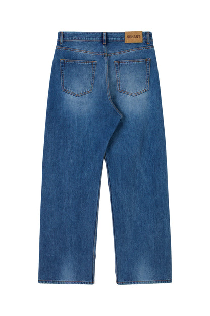 WASHED STRAIGHT DENIM PANTS MID BLUE(MEN'S)