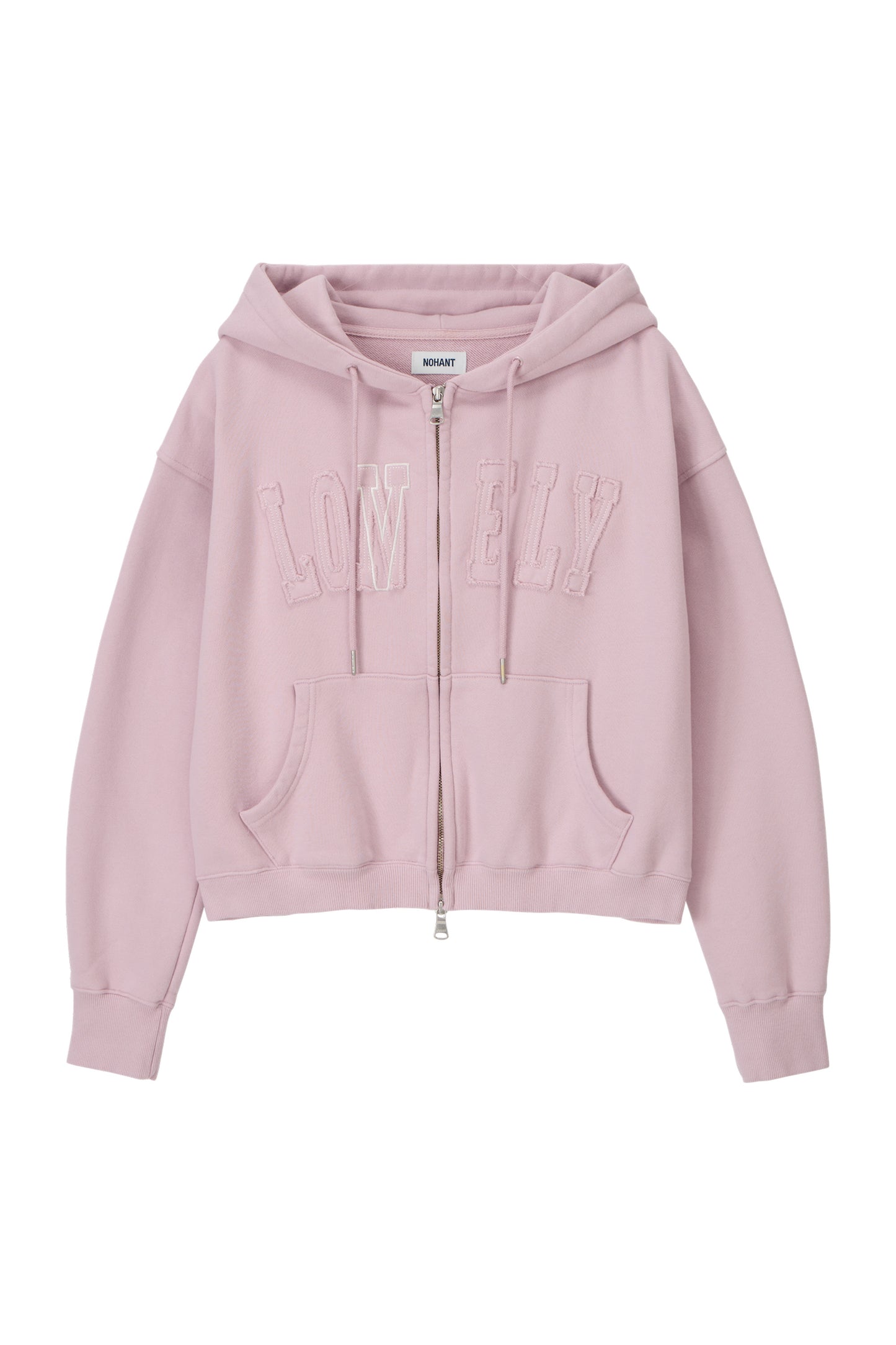 LONELY/LOVELY CROP HOODIE ZIP-UP PINK