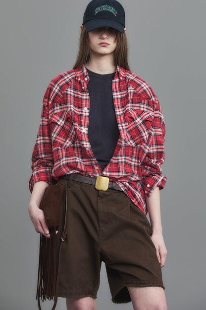 SOFT SHEER CHECK SHIRT RED