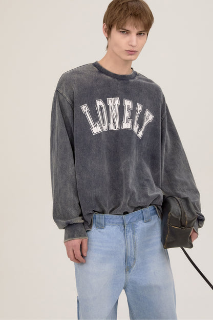 LONELY/LOVELY SALT WASHING LONG SLEEVE T-SHIRT CHARCOAL