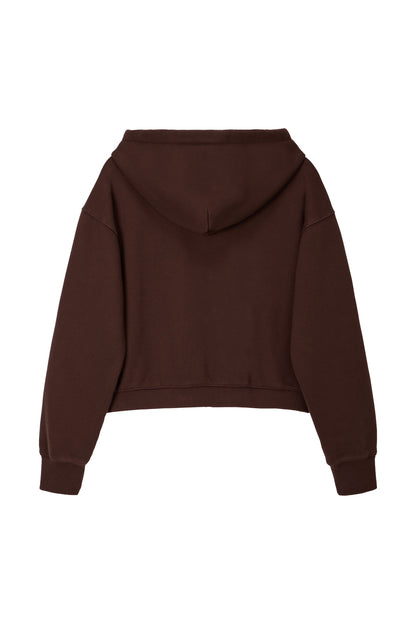 LONELY/LOVELY CROP HOODIE ZIP-UP BROWN