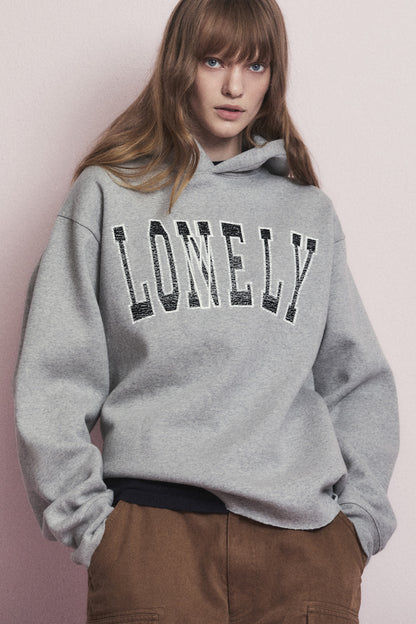LONELY/LOVELY FLUFF CUT OFF HOODIE GRAY