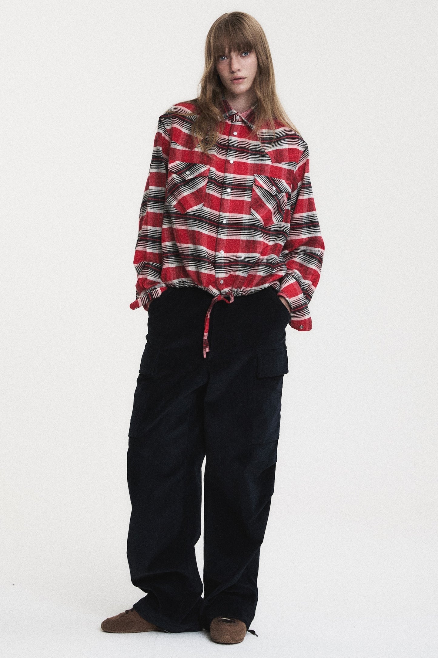 CROPPED WESTERN CHECK SHIRT RED