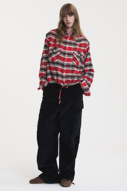 CROPPED WESTERN CHECK SHIRT RED