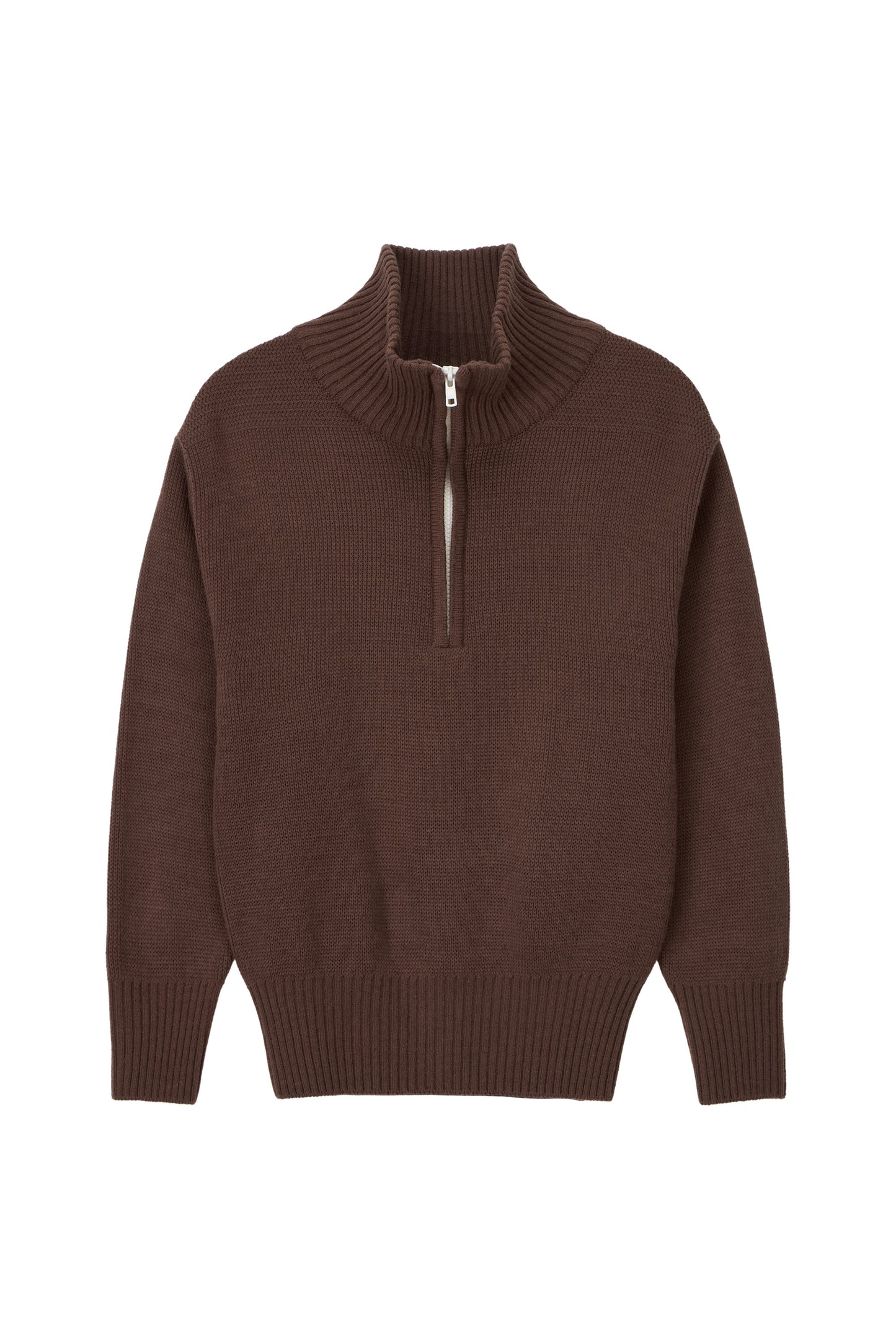 90's QUARTER-ZIP KNIT BROWN