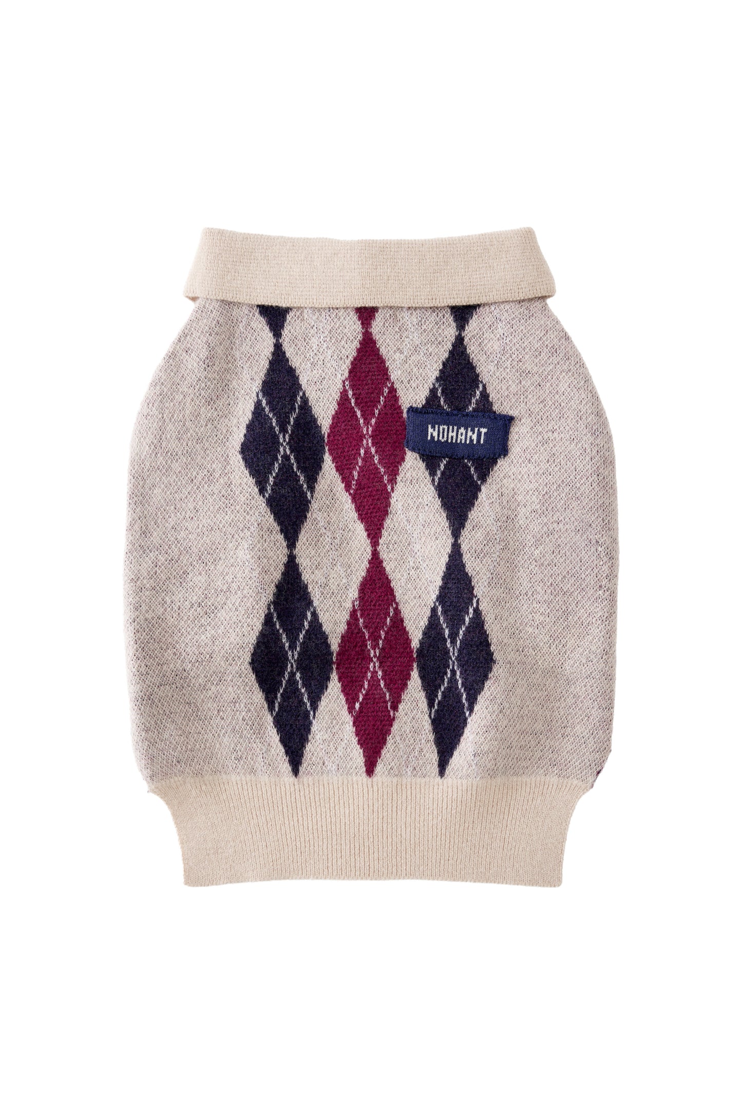 PET ARGYLE JACQUARD KNIT BEIGE