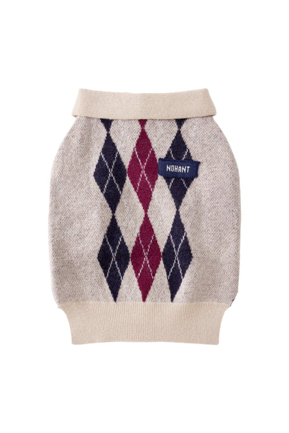 PET ARGYLE JACQUARD KNIT BEIGE