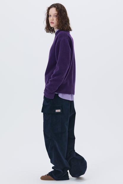 ESSENTIAL CASHMERE KNIT SWEATER PURPLE