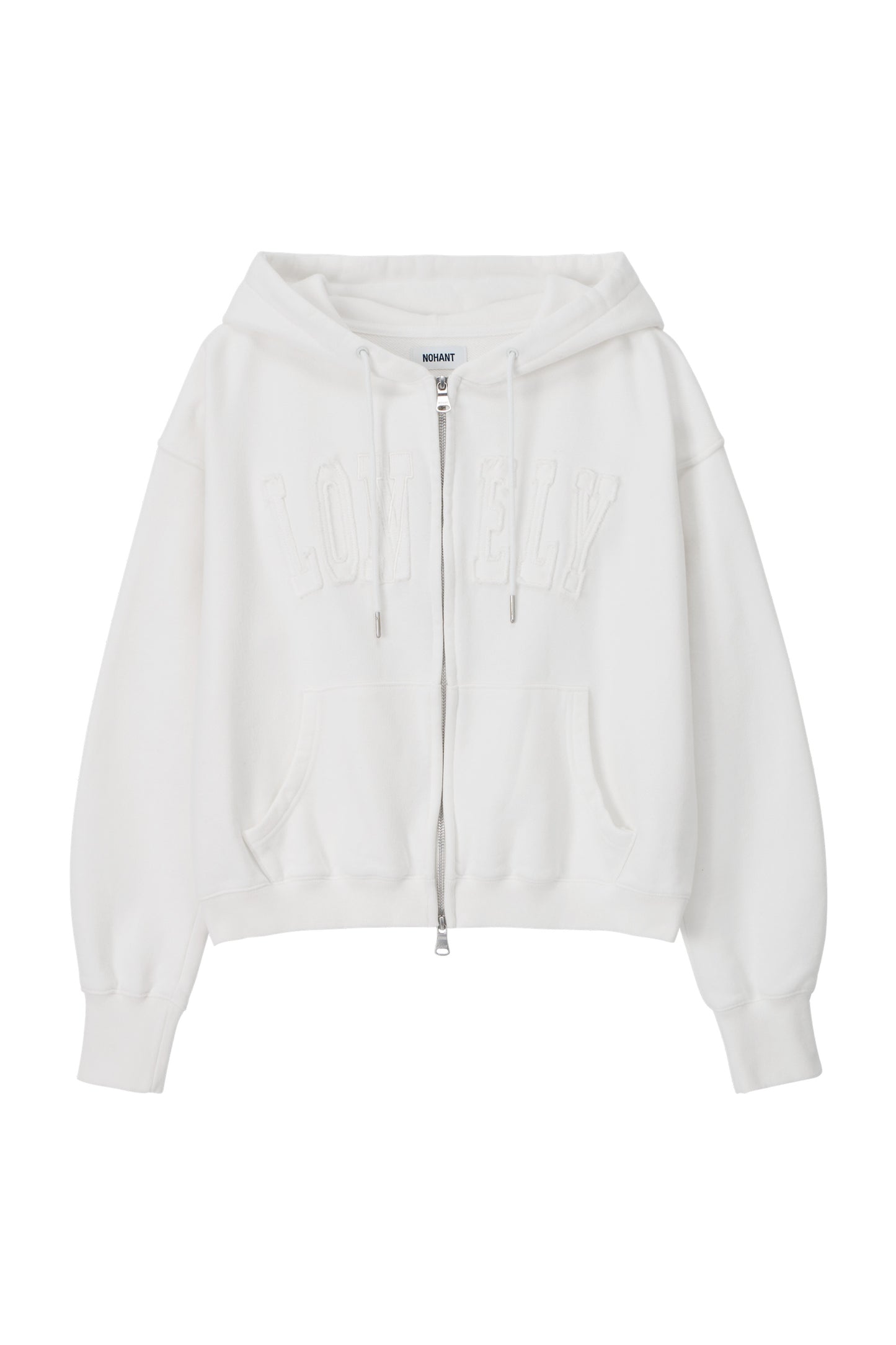 LONELY/LOVELY CROP HOODIE ZIP-UP WHITE