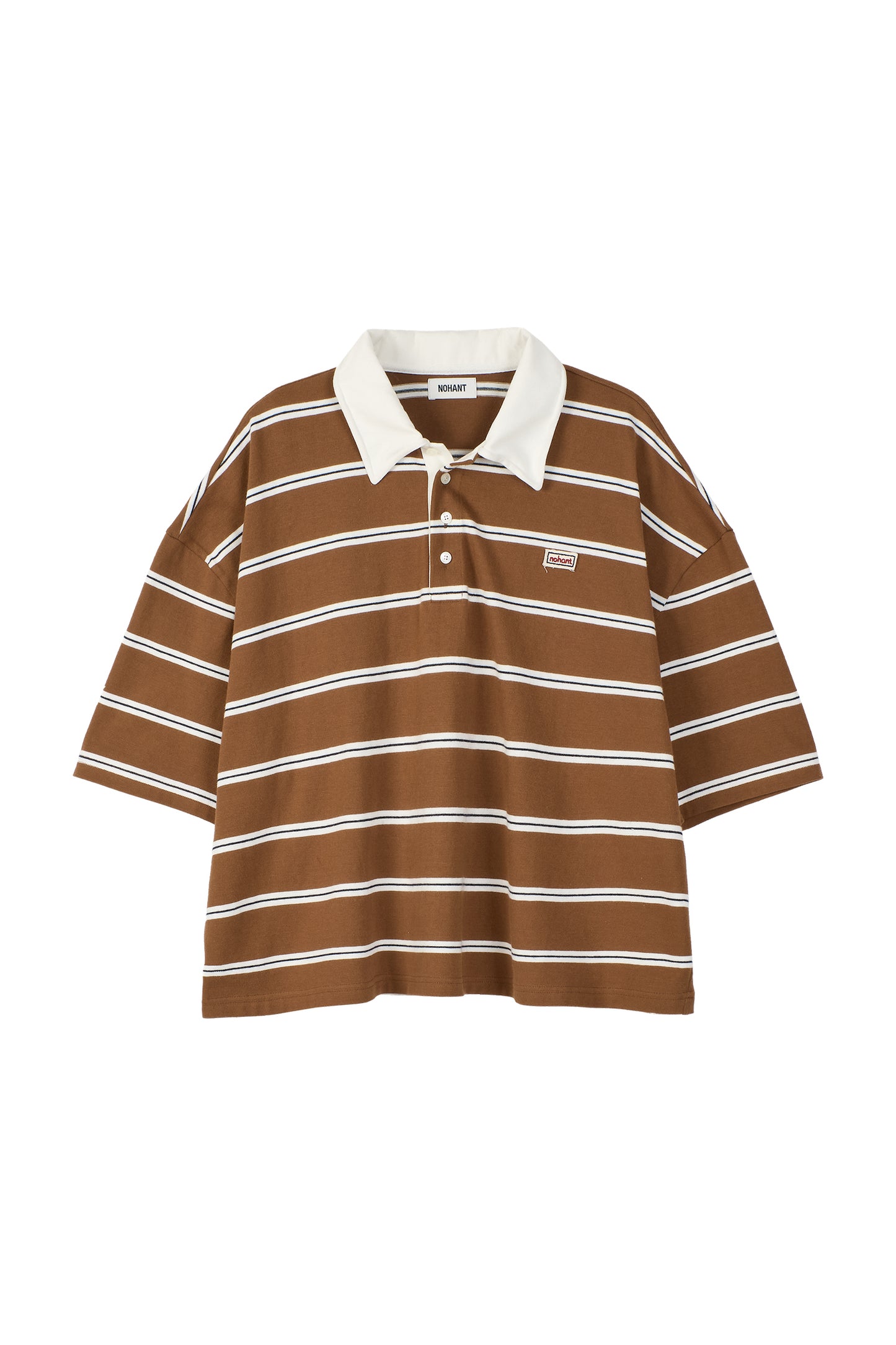 WIRE STRIPE RUGBY SHORT SLEEVE T-SHIRT BROWN