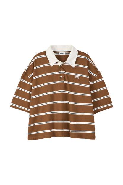 WIRE STRIPE RUGBY SHORT SLEEVE T-SHIRT BROWN