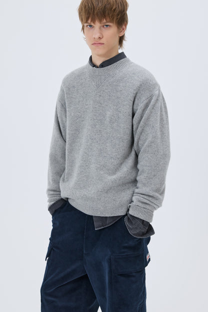 ESSENTIAL CASHMERE KNIT SWEATER GRAY